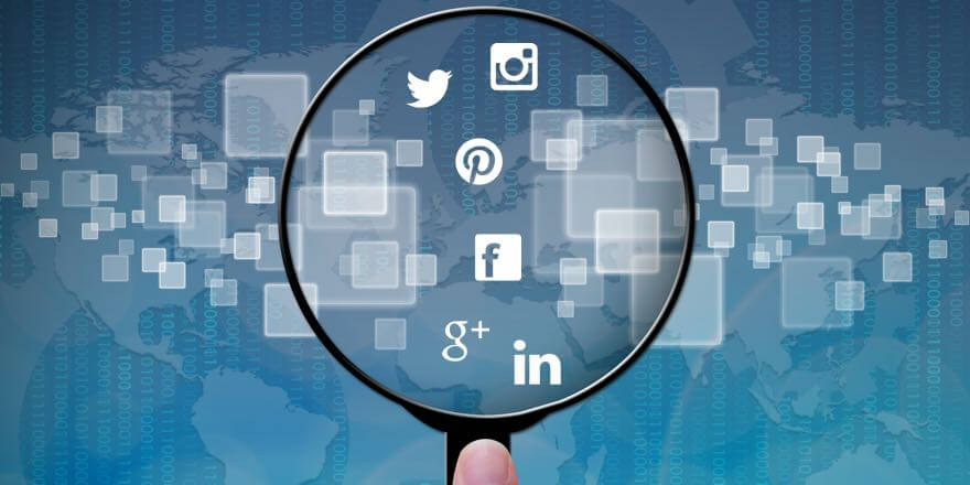 social media in magnifying glass
