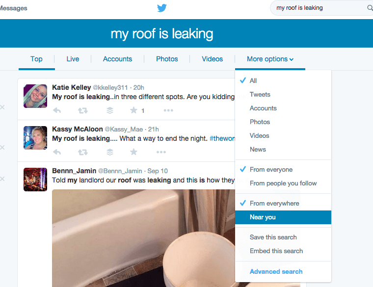 find customers on twitter using advanced search near you