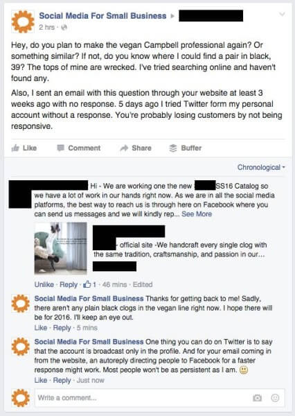 facebook customer service