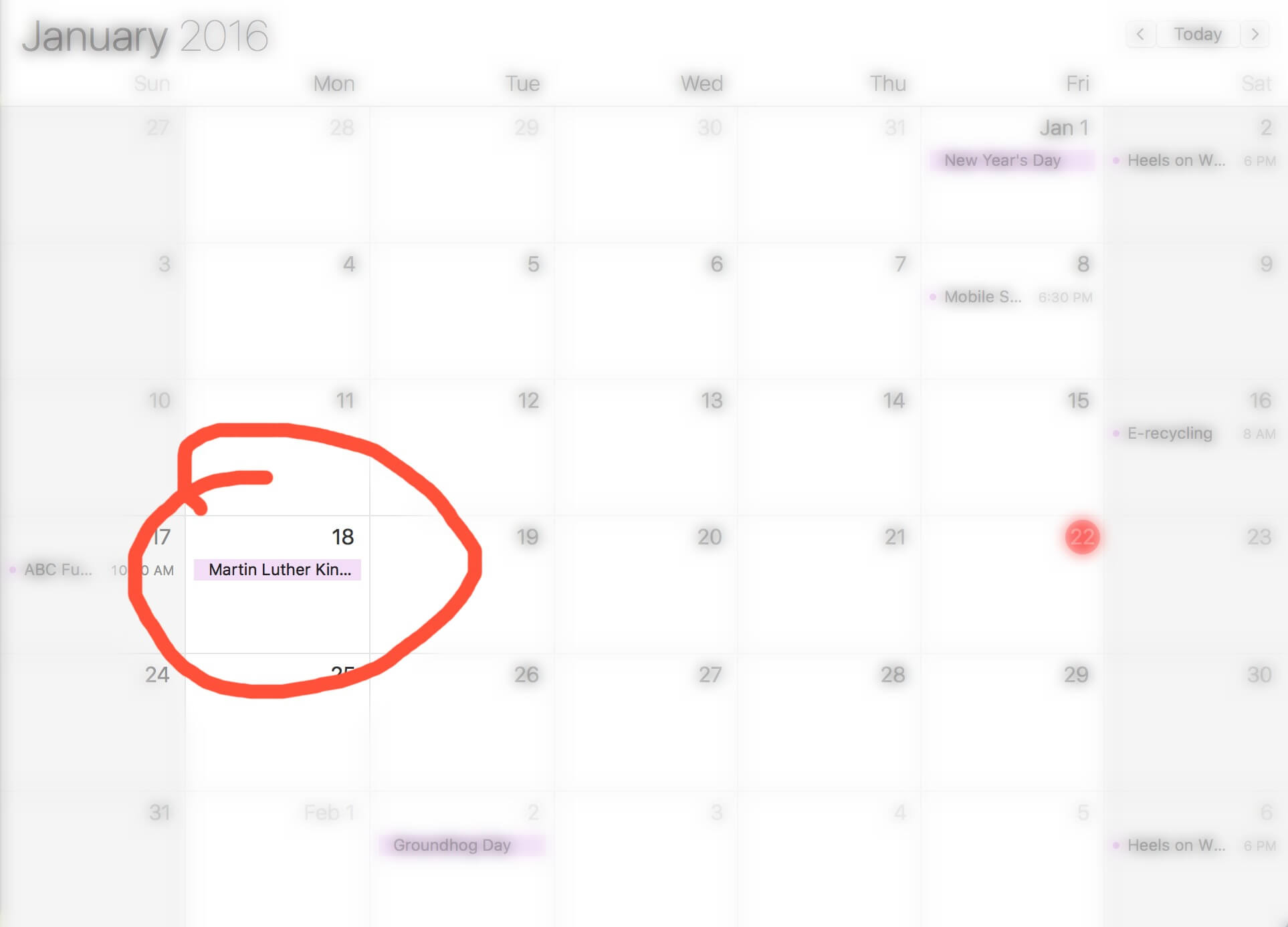 mlk day on calendar