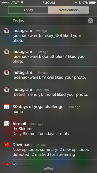 instagram multiple accounts in notification center
