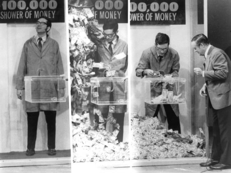 Money shower from Concentration game show 1972